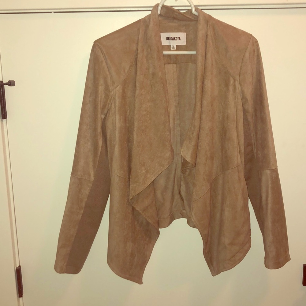 tan suede and ruffled coat